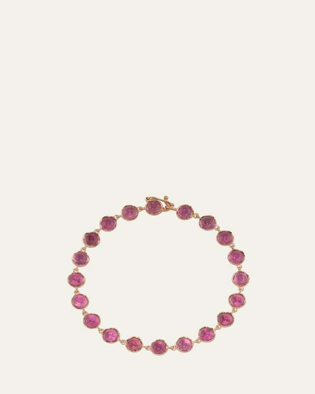 Classic 18K Rose Gold Bracelet with Pink Tourmaline Cabochon
